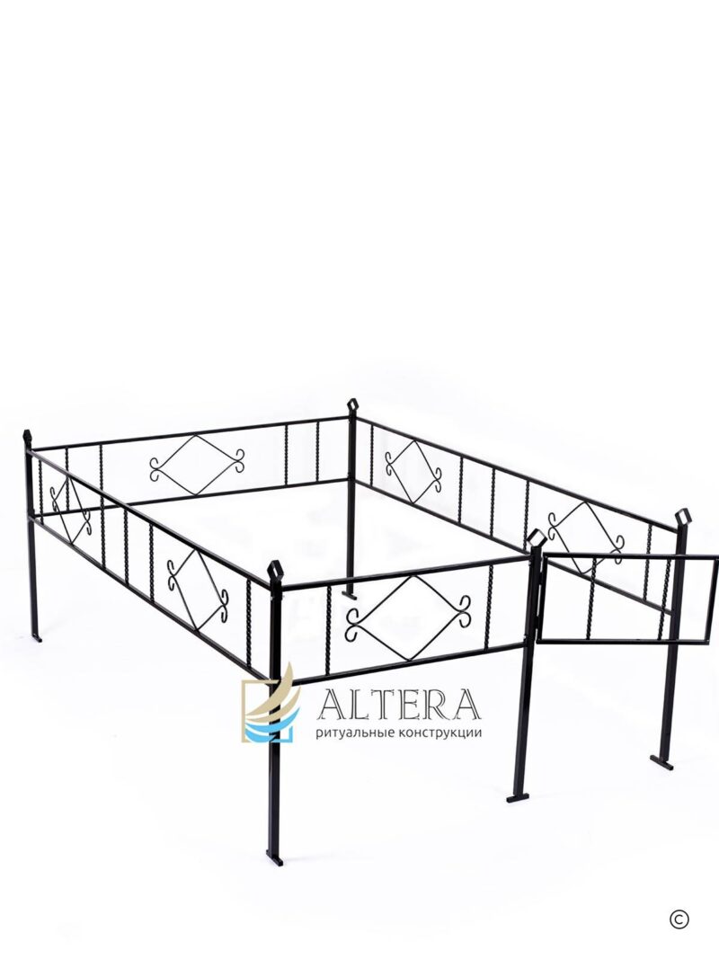 ограда на кладбище Ромб Н30, металлическая с порошковой краской. Окрашивание на заводе Альтера. Altera Prof
